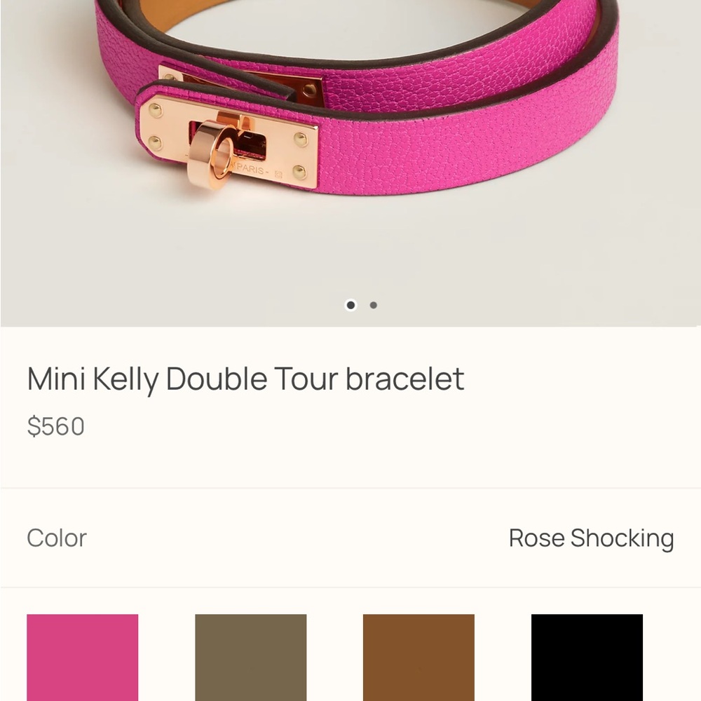 Hermes Mini Kelly Double Tour Bracelet in Pink and Gold